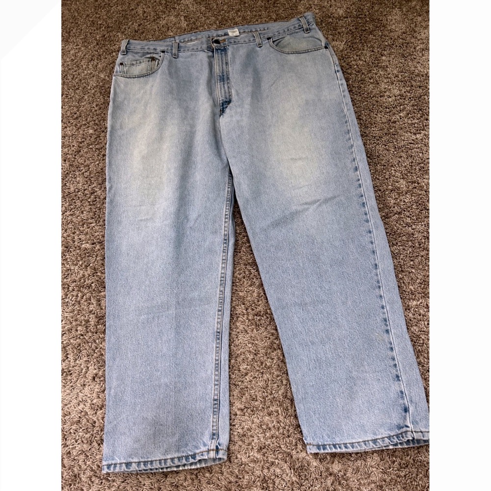 Levis 545 Loose Fit Jeans Mens 46x30 Light Wash Blue Denim Made in USA Vintage